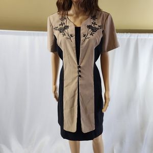 Sherri Martin dress 14P tan black short sleeve